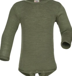 Engel Natur | Romper Longsleeve Wol/Zijde | Olive