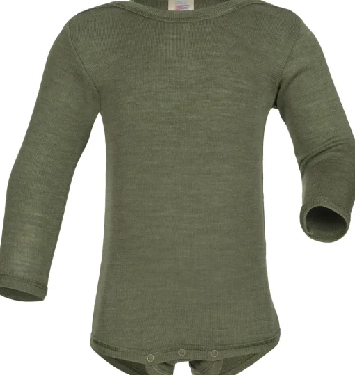 Engel Natur | Romper Longsleeve Wol/Zijde | Olive