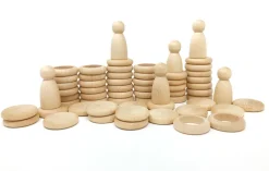 Grapat | Houten Nins, Ringen En Schijfjes Set
