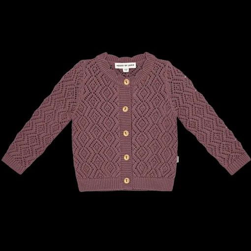 House Of Jamie | Ajour Girls Cardigan | Mauve Knit