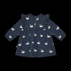 House Of Jamie | Baby Ruffled Dress | Classic Blue Swans