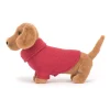 Jellycat | Sweater Sausage Dog Pink | Teckel Knuffel