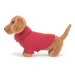 Jellycat | Sweater Sausage Dog Pink | Teckel Knuffel