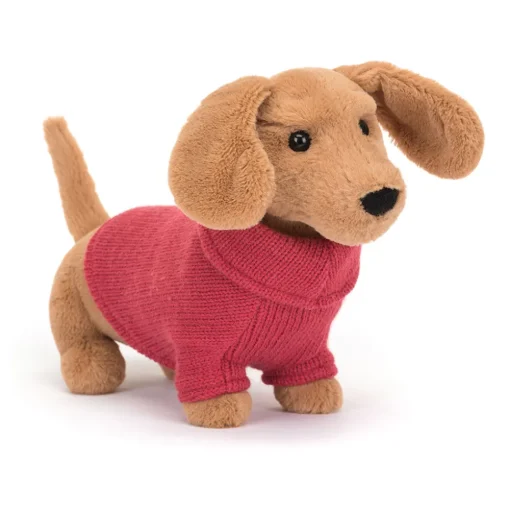 Jellycat | Sweater Sausage Dog Pink | Teckel Knuffel