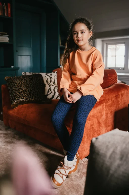 Petit Blush | Rib Legging | Blue Leopard