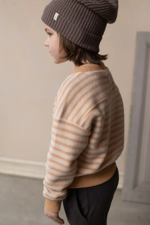 Phil & Phae | Oversized Teddy Sweater | Rose Tan Stripes