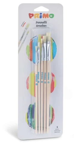 Primo | Verfkwasten Plat | Set Van 5 Stuks