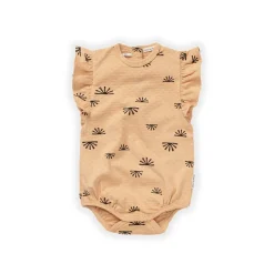 Sproet & Sprout | Pointelle Ruffle Romper | Sunshine Peach