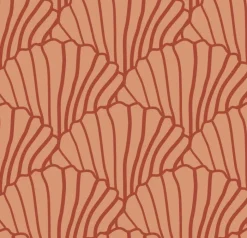 Swedish Linens | Seashells Terracotta Pink + Burgundy | 90X200 Hoeslaken 1-Persoons