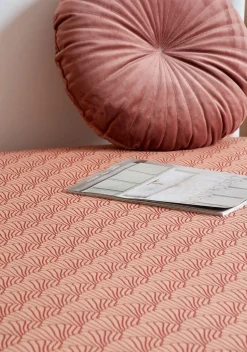 Swedish Linens | Seashells Terracotta Pink + Burgundy | 90X200 Hoeslaken 1-Persoons