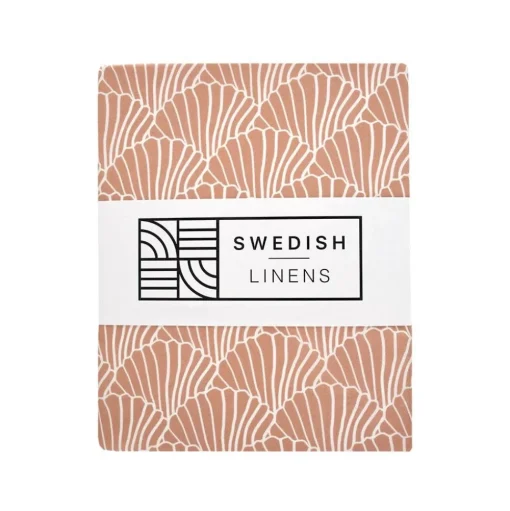 Swedish Linens | Seashells Terracotta Pink | 90X200 Hoeslaken 1-Persoons