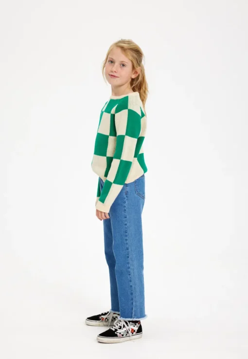 The New | Olly Knitted Sweater | Bosphorus Green Check