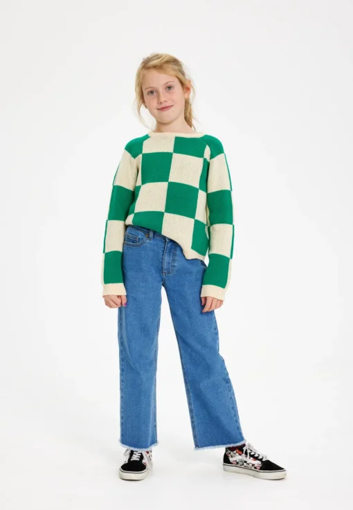 The New | Olly Knitted Sweater | Bosphorus Green Check